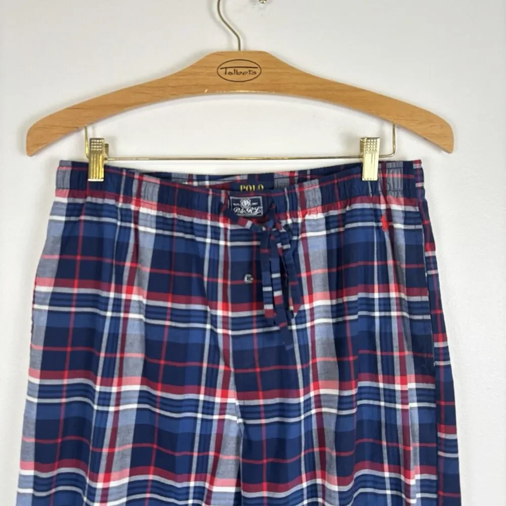 Polo Ralph Lauren Men's Stretch Woven Pajama Set Milton Plaid Navy, M/L READ